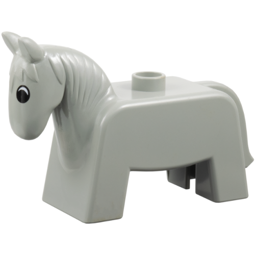 Деталь LEGO 4009pb02 Duplo Horse Small with Black and White Eyes Pattern - Light Gray