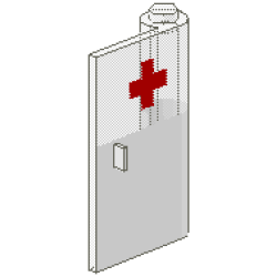 Door 1 x 3 x 4 Right with Window and Red Cross Pattern, Upper Door 1 x 3 x 4 Right with Window and Red Cross Pattern, Upper
