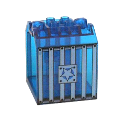 Container, Box Open Ended 4 x 4 x 4 with 1 Locking Hinge Finger on Each End with Jail Bars and Star Pattern