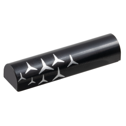 Деталь LEGO 79756pb03L Slope, Curved 1 x 4 x 2/3 Double with Silver Mercedes Logo Repeating Pattern Model Left Side