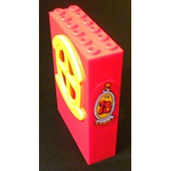 Fabuland Building Wall 2 x 6 x 7 with Round Symmetric Yellow Window with '78' in Oval Pattern (Sticker) - Set 3678