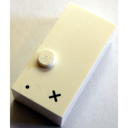 Деталь LEGO 65551pb02 Brick, Braille 2 x 4 with 1 Stud with Black Period (.) / Multiplication Sign (×) Pattern (dots-3 ⠄)