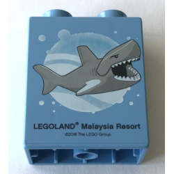 Duplo, Brick 1 x 2 x 2 with Shark 2018 LEGOLAND Malaysia Resort Pattern