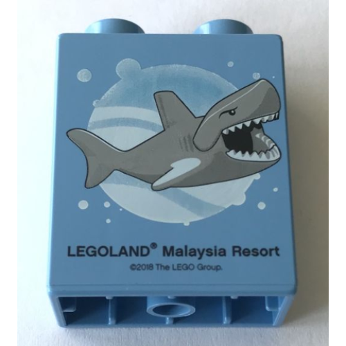 Деталь LEGO 4066pb750 Duplo, Brick 1 x 2 x 2 with Shark 2018 LEGOLAND Malaysia Resort Pattern
