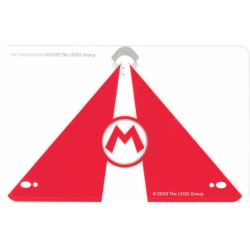 Plastic Sail 15 x 10 with Red and White Triangles and Super Mario Logo Capital Letter M in Circle Pattern