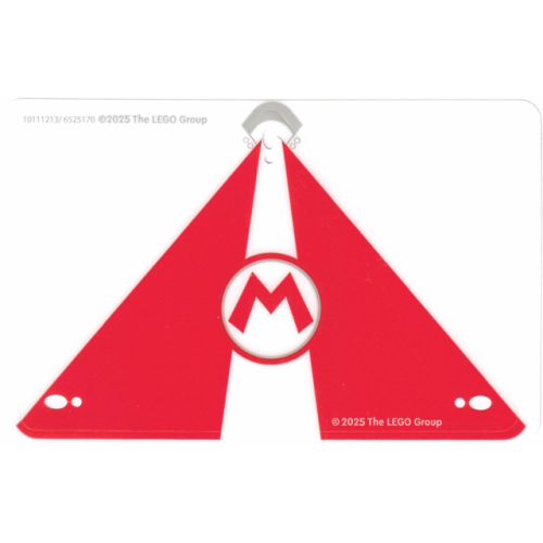 Деталь LEGO 111213 Plastic Sail 15 x 10 with Red and White Triangles and Super Mario Logo Capital Letter M in Circle Pattern