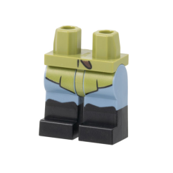Hips and Sand Blue Legs with Molded Black Lower Legs / Boots and Printed Olive Green Skirt, and Dark Brown Belt End Pattern