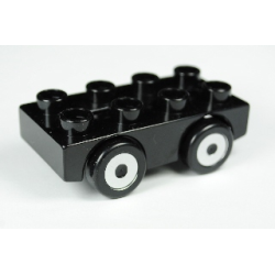 Duplo Car Base 2 x 4 with Black Wheels with 4 Silver Hubs Pattern Duplo Car Base 2 x 4 with Black Wheels with 4 Silver Hubs Pattern