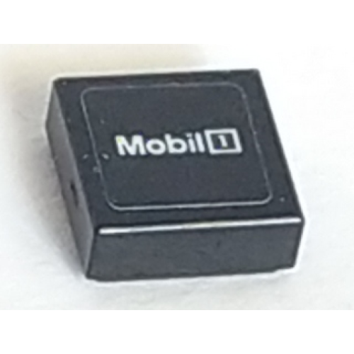 Деталь LEGO 3070pb211 Tile 1 x 1 with 'Mobil 1' with White 'o' on Black Background Pattern (Sticker) - Set 75887