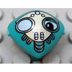 Minifigure, Head, Modified Martian with Clip with One Eye Covered Face Mask Pattern