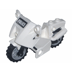 Motorcycle City with Black Chassis, LBG Wheels and Fairing with 'POLICE' on Black Background Pattern (Sticker) - Sets 7235 / 7237 Motorcycle City with Black Chassis, LBG Wheels and Fairing with 'POLICE' on Black Background Pattern (Sticker) - Sets 7235 / 7237