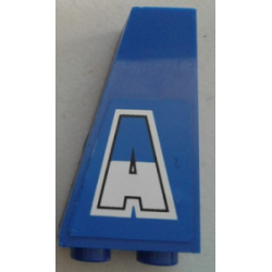Slope, Inverted 75 2 x 1 x 3 with Blue and White 'A' on Blue Background Pattern Model Left Side (Sticker) - Set 8214