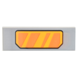 Tile 2 x 6 with Bright Light Orange Panel with Orange Reflections on Light Bluish Gray Background Pattern (Sticker) - Set 10302