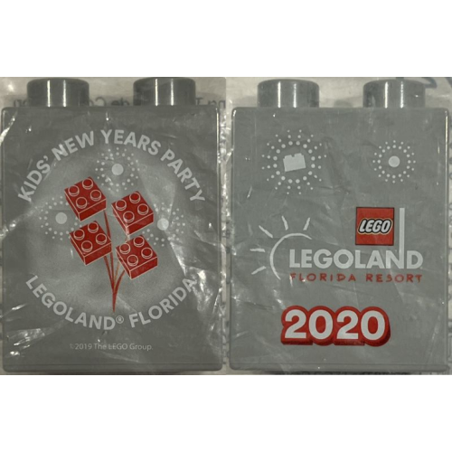 Деталь LEGO 4066pb874 Duplo, Brick 1 x 2 x 2 with Kids' New Years Party LEGOLAND Florida Resort 2020 Pattern