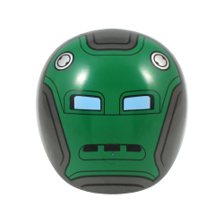 Large Figure Armor, Round, Smooth with Green Robot Face with Bright Light Blue Eyes (Hydra Stomper) Pattern