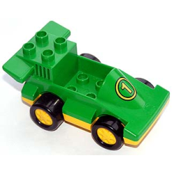 Duplo Car Formula One with Yellow Wheels and Yellow Number 1 Pattern - Red Duplo Car Formula One with Yellow Wheels and Yellow Number 1 Pattern - Red