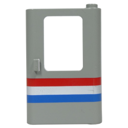 Door 1 x 4 x 5 Train Right, Thin Support at Bottom with Red, White and Blue Stripes Pattern Door 1 x 4 x 5 Train Right, Thin Support at Bottom with Red, White and Blue Stripes Pattern