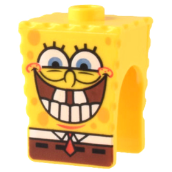Minifigure, Head, Modified SpongeBob SquarePants with Bottom Teeth Pattern