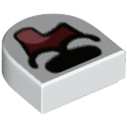 Tile, Round 1 x 1 Half Circle Extended with Black Nose, Dark Red Open Mouth, and Coral Tongue Hanging Out Pattern Tile, Round 1 x 1 Half Circle Extended with Black Nose, Dark Red Open Mouth, and Coral Tongue Hanging Out Pattern