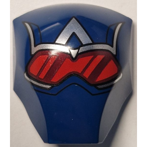 Деталь LEGO 85834pb07 Large Figure Armor, Smooth with 2 x 2 Round Brick Attachment with Goggles with Single Red Lens and Dark Red Reflections, Silver Stylized Capital Letter A on Forehead Pattern (New Captain America Head)
