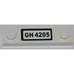 Plate, Modified 1 x 4 with 2 Studs without Groove with 'GH 4205' Pattern (Sticker) - Set 4205 Plate, Modified 1 x 4 with 2 Studs without Groove with 'GH 4205' Pattern (Sticker) - Set 4205