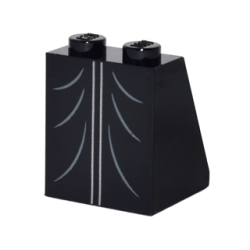 Slope 65 2 x 2 x 2 with Bottom Tube with Minifigure Dress / Skirt / Robe, Silver Vertical Lines and Curved Folds Pattern