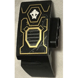 Technic, Panel Car Mudguard Right with White Arrow, Vent Grille and Tubing on Gold Outline Pattern (Sticker) - Set 70723 Technic, Panel Car Mudguard Right with White Arrow, Vent Grille and Tubing on Gold Outline Pattern (Sticker) - Set 70723