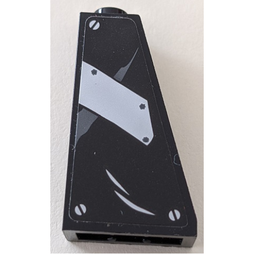 Деталь LEGO 4460bpb005 Slope 75 2 x 1 x 3 Hollow Stud with Metal Plate and 3 Screws Pattern (Sticker) - Set 70915