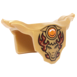 Minifigure Armor Breastplate with Shoulder Pads with Crocodile Head, Dark Red Flames, and Orange Round Jewel (Fire Chi) Pattern