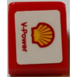 Slope 30 1 x 1 x 2/3 with Shell Logo and 'V-Power' Pattern Model Left Side (Sticker) - Set 75913