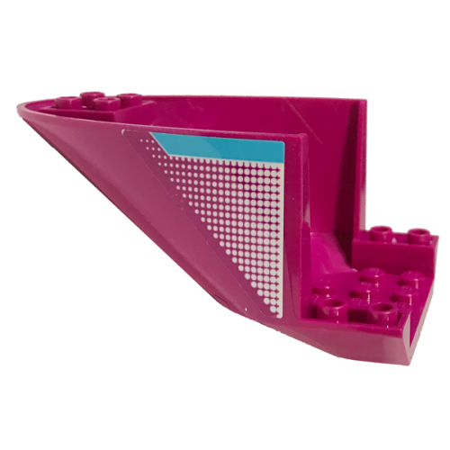 Деталь LEGO 87616pb014L Aircraft Fuselage Aft Section Curved Bottom 6 x 10 with Medium Azure Stripe and White Fading Dots Pattern Model Left Side (Sticker) - Set 41317