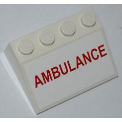Slope 33 3 x 4 with Red 'AMBULANCE' Pattern (Sticker) - Set 4431 Slope 33 3 x 4 with Red 'AMBULANCE' Pattern (Sticker) - Set 4431