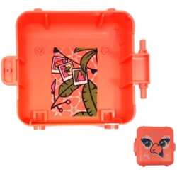 Container, Box 3 x 8 x 6 2/3 Half Front with Flamingo Bird Face and Bunting with Hanging Photos, Flower, Lime Palm Tree Leaves and White Stars Background Pattern (Sticker) - Set 41662