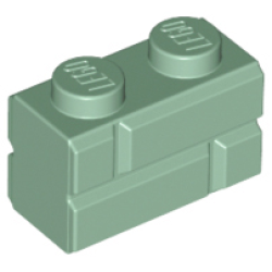 Brick, Modified 1 x 2 with Masonry Profile - Sand Green Brick, Modified 1 x 2 with Masonry Profile - Sand Green