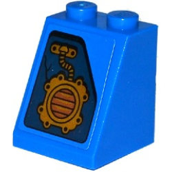 Slope 65 2 x 2 x 2 with Bottom Tube with Crack and Gold Mechanical Coupling Pattern Model Right Side (Sticker) - Set 70754 Slope 65 2 x 2 x 2 with Bottom Tube with Crack and Gold Mechanical Coupling Pattern Model Right Side (Sticker) - Set 70754