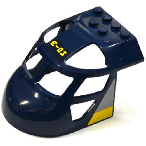 Деталь LEGO 11293pb005 Aircraft Fuselage Forward Top Curved 6 x 8 x 4 with 'E-03', Light Bluish Gray Triangle and Yellow Stripe Pattern on Both Sides (Stickers) - Set 60093