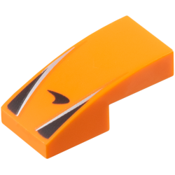 Slope, Curved 2 x 1 x 2/3 with McLaren Logo, Silver Stripes, Black Triangles Pattern Slope, Curved 2 x 1 x 2/3 with McLaren Logo, Silver Stripes, Black Triangles Pattern