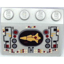 Slope 33 3 x 4 with Control Panel with Gold Spaceship Pattern (Sticker) - Set 8039 Slope 33 3 x 4 with Control Panel with Gold Spaceship Pattern (Sticker) - Set 8039