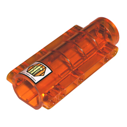 Деталь LEGO 58947pb01 Cylinder 9 x 4 x 2 Tapered with Flat Bottom, Pin Holes with 'HIGH RISK AREA' and Captured Alien Pattern (Sticker) - Sets 7644 / 7647 / 7690 / 7692 / 7694 / 7697 / 7699