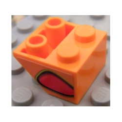 Slope, Inverted 45 2 x 2 with Flat Bottom Pin with Red Flame Bubble Pattern Model Left Side (Sticker) - Set 8484