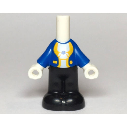 Деталь LEGO bb1357pb005 Micro Doll, Body with Molded Blue Top and Black Pants and Printed Jacket Open with Yellow Lapels and Button over White Shirt Pattern