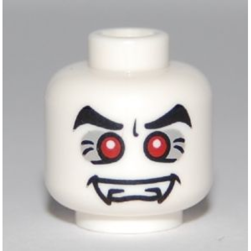 Деталь LEGO 3626pb0459 Minifigure, Head Alien Vampire with Fangs, Red Eyes with White Pupils, and Black Eyebrows Pattern