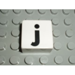 Duplo, Tile 2 x 2 x 1 with Black Lowercase Letter j Pattern
