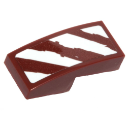 Slope, Curved 2 x 1 x 2/3 with 4 Rugged White Diagonal Stripes on Reddish Brown Background Pattern Model Left Side (Sticker) - Set 75254 Slope, Curved 2 x 1 x 2/3 with 4 Rugged White Diagonal Stripes on Reddish Brown Background Pattern Model Left Side (Sticker) - Set 75254