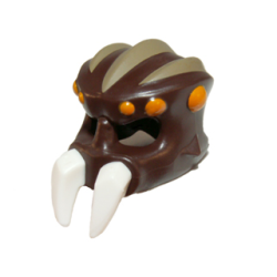 Minifigure, Headgear Mask Spider with Molded White Pincers and Printed Orange Spots and Dark Tan Ridges Pattern Minifigure, Headgear Mask Spider with Molded White Pincers and Printed Orange Spots and Dark Tan Ridges Pattern