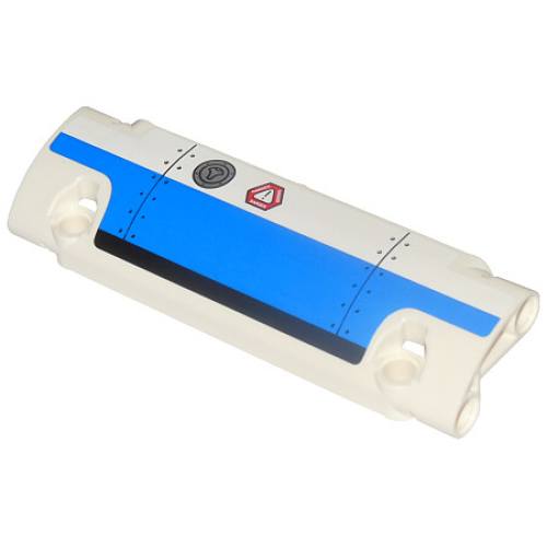 Деталь LEGO 62531pb015L Technic, Panel Curved 11 x 3 with Blue and Black Panel and Danger Exclamation Mark Pattern Model Left (Sticker) - Set 42025