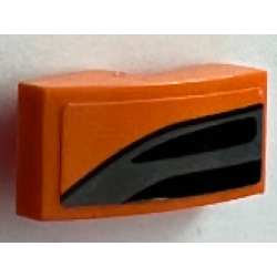 Slope, Curved 2 x 1 x 2/3 with Black Curved Line and Dark Bluish Gray Air Vent Pattern Model Left Side (Sticker) - Set 75880 Slope, Curved 2 x 1 x 2/3 with Black Curved Line and Dark Bluish Gray Air Vent Pattern Model Left Side (Sticker) - Set 75880