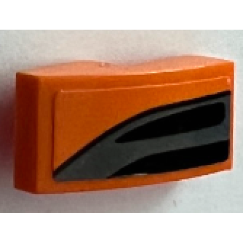 Деталь LEGO 11477pb163L Slope, Curved 2 x 1 x 2/3 with Black Curved Line and Dark Bluish Gray Air Vent Pattern Model Left Side (Sticker) - Set 75880