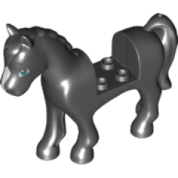 Horse, Friends Style with 2 x 2 Cutout with Dark Turquoise Eyes, Dark Bluish Gray Eyebrows and White Blaze Pattern