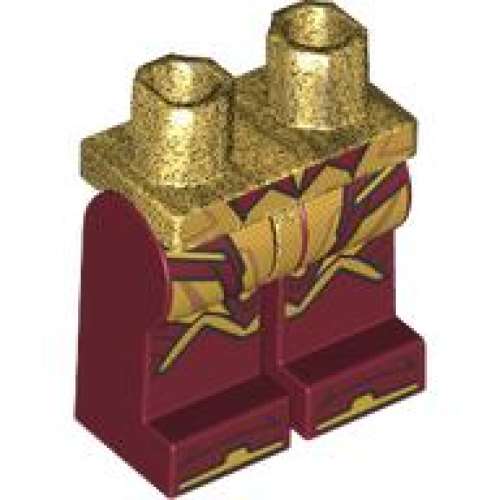 Деталь LEGO 970c59pb12 Hips and Dark Red Legs with Gold Armor Plates and Toes Pattern
